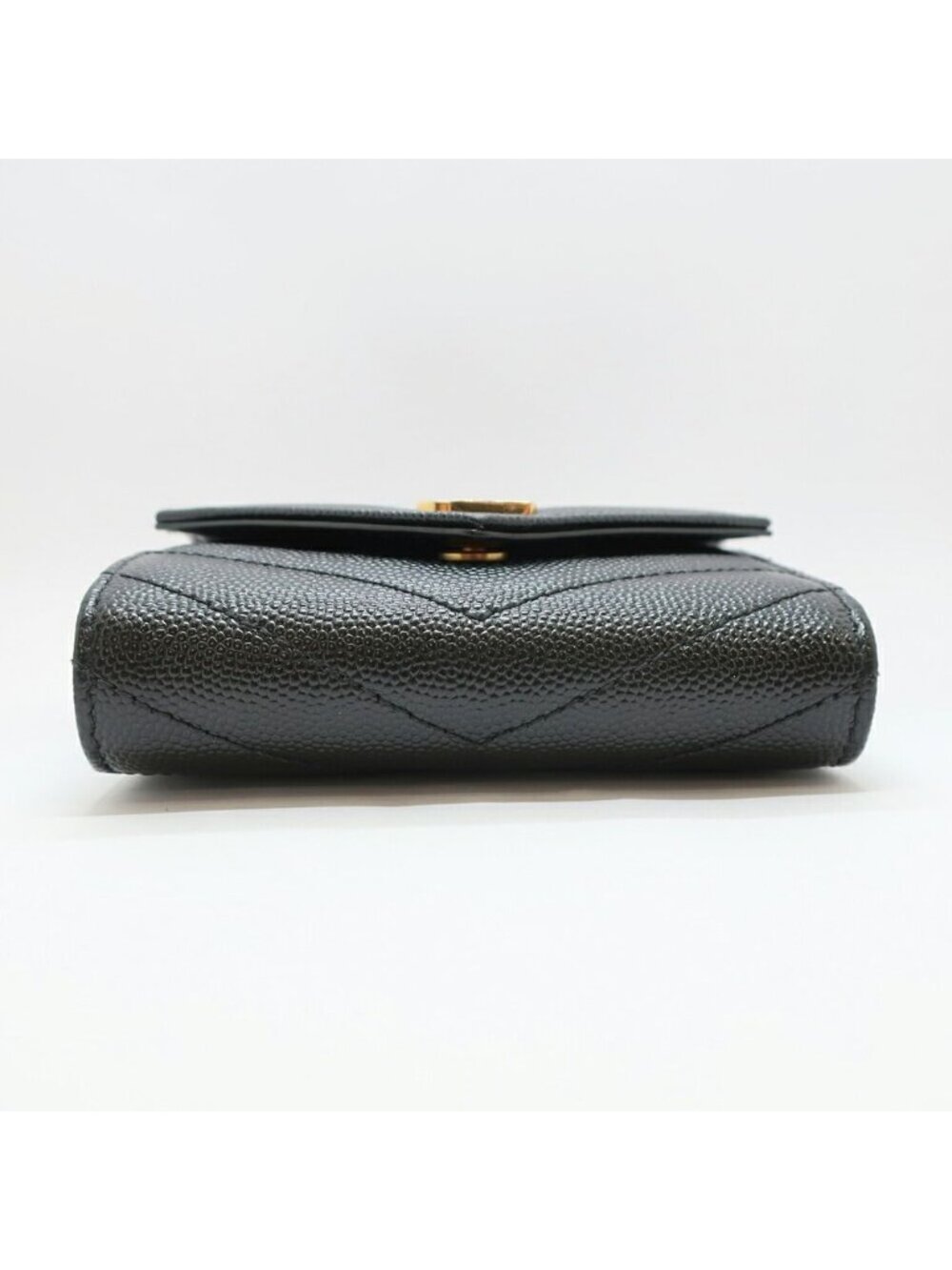 Saint Laurent Ten Multi Fold Wallet Black Leather Compact Mini Logo Quilted - Picture 5 of 10